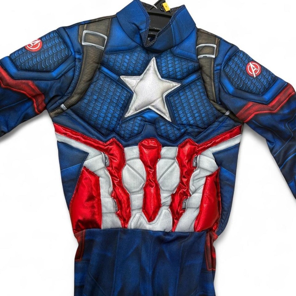 NWT Captain America Avengers Costume Marvel Endgame Muscle Kids 4-6 Rubies - Picture 2 of 8